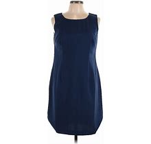 Chadwicks Casual Dress - Shift Crew Neck Sleeveless: Blue Solid Dresses - Women's Size 10 Petite