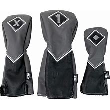 IZZO Golf Premium Headcover Set Gray/Black - Includes Driver, Fairway Wood And Hybrid Golf Headcovers
