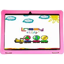 Linsay New 10.1" Wi-Fi Kids Tablet With Pink Kids Defender Case And Super Screen Ips Quad Core 2GB Ram 64GB Newest Android 13 - Pink