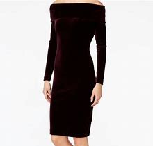 Calvin Klein Dresses | Womens Velvet Calvin Klein Long Sleeve Sheath Dress | Color: Purple/Red | Size: 12