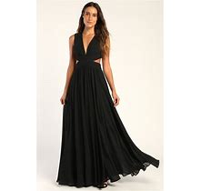 Black Cutout Maxi Dress | Womens | Small (Available In XS, M, L, XL) | 100% Polyester | Lulus Exclusive | Backless Dresses | Gowns