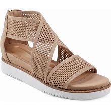 Easy Spirit Women's Wander Round Toe Strappy Casual Sandals - Light Natural - Textile, Leather - Size 6.5m