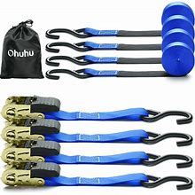 Ohuhu Ratchet Tie Down Straps - 4 Pack - 15 ft - 500 Lbs Load Cap With 1500 Lb Breaking Limit, Cargo Car Truck Roof Rack Rachet Strap Set For Lawn
