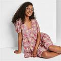 Women's Floral Print Short Sleeve Tiered Babydoll Dress - Wild Fable