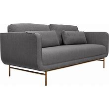 Armen Living Lilou 77" Polyester With Metal Legs Sofa - Gray, Antique Brass