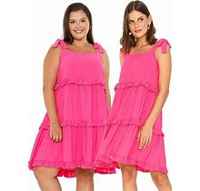 Cleo Cora Women's Casual Summer Dress Tiered Babydoll Smocked Ruffle