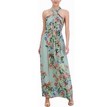 Eliza J Women's Floral-Print Halter Maxi Dress - Mint