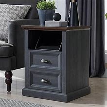 Sincido Nightstand With Charging Station, 2 Drawer Dresser For Bedroom,Small Wood Rustic Dresser With Drawers,End Table W/Open Shlef, Side Table For