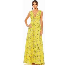 Ieena Duggal 56011 - Floral Long Dress 18 / Yellow Multi