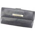 Gucci Wallet Purse Long Wallet Black Silver Woman Authentic Used P388