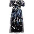 Marchesa Notte Women's Floral Off-The-Shoulder Midi-Dress - Black Blush - Size 4
