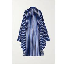 Bottega Veneta Draped Striped Twill Shirt Dress - Women - Blue Dresses - XS