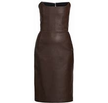 Bottega Veneta Women's Leather Strapless Bustier Midi-Dress - Dark Milk Chocolate - Size 6