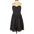 J.Crew Casual Dress - A-Line Sweetheart Sleeveless: Black Polka Dots Dresses - Women's Size 4