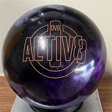 USED DV8 Activ 8 Hybrid Reactive Bowling Ball, Black/Silver/Purple. 15 LB (K)