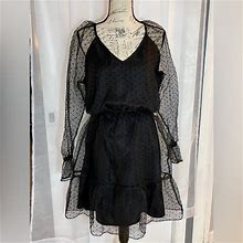 Bar Iii Dresses | Bar Iii Designed Exclusively For Macys Tonal Dots Party Dress Size L | Color: Black | Size: L