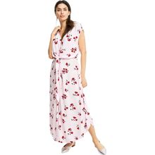 Plus Size Women's Tie-Front Maxi Dress By Ellos In Pink Frost Floral (Size 18)