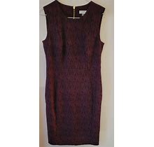 Calvin Klein Womans Sz. 10 Purple Black Heathered Dress Zip Back Mid-Length