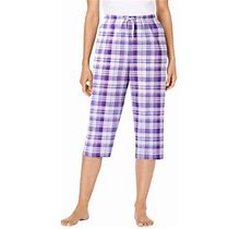 Plus Size Women's Woven Sleep Capri Pant By Dreams & Co. In Soft Iris Plaid (Size 4X)