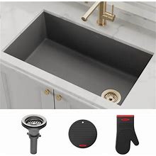 KRAUS Forteza Granite 32 Inch 1-Bowl Undermount Kitchen Sink - Grey