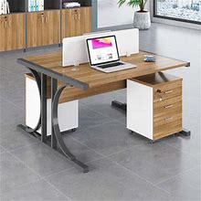 LINK NORTH Partition Desk Benching Workstation Rectangle 2 Person Partition Desk In Black/Brown | 41.34 H X 47.24 W X 47.24 D In | Wayfair