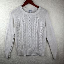Old Navy Cotton Blend Cable Knit Pullover Sweater Womens M Two Small Stains