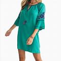 Southerntide Dresses | Southern Tide Clover Green Embroidered Natalie Shift Dress Size Xs | Color: Blue/Green | Size: Xs