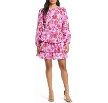 Lilly Pulitzer(R) Khloey Floral Long Sleeve Tiered Ruffle Cotton Dress In Lilac Thistle Wild Flowers At Nordstrom, Size 8