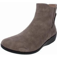 Lifestride Womens Izzy Faux Leather Zip Side Fashion Ankle Boots Shoes