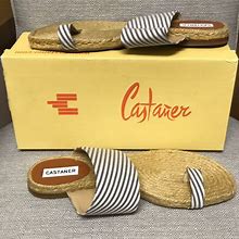Castaner Shoes | Castaner Hitra Espadrille Toe Ring Sandals Chic | Color: Black/Tan/White | Size: Marked As 40 Or Us 10