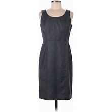 Nine West Casual Dress - Sheath Scoop Neck Sleeveless: Gray Print Dresses - Women's Size 8 Petite