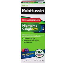 Robitussin Maximum Strength Nighttime Cough DM, Cough Medicine For Adults, Berry Flavor - 8 Fl Oz