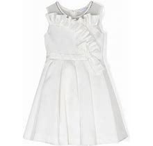 MONNALISA Ruffle-Trim Crystal-Embellished Dress White