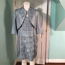 R&M Richards Dresses | R&M Richards Beaded Ruffle Dress W/Jacket Sz14p | Color: Gray | Size: 14P