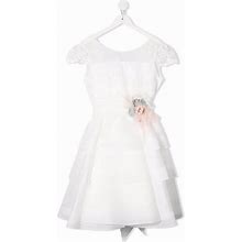 Mimilu TEEN Floral-Applique Layered Dress - White