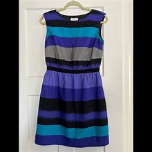 Loft Dresses | Ann Taylor Loft Petites Striped Sheath Dress Size Sp | Color: Black/Purple | Size: Sp