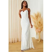 White Embroidered Backless Mermaid Maxi Dress | Womens | Small (Available In M, L) | 100% Polyester | Lulus