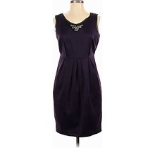Simply Vera Vera Wang Casual Dress - Sheath Scoop Neck Sleeveless: Purple Print Dresses - Women's Size 0