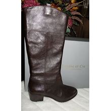 Louise Et Cie Verrah Tall Brown Leather Equestrian Boots Dark Mushroom 39 New