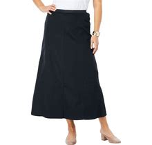 Plus Size Women's Stretch Denim Jegging Skirt By Jessica London In Black (Size 18) Flared Stretch Denim W/ Vertical Seams
