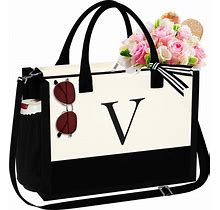 YOOLIFE Personalized Canvas Tote Bag For Women - Monogram Travel Tote Bag For Women Birthday Gifts For Women Her Friend Female Mom Teacher