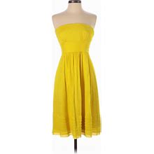 J.Crew Cocktail Dress - Midi Strapless Strapless: Yellow Solid Dresses - Women's Size 2 Petite