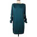 Alexia Admor Casual Dress - Shift Crew Neck 3/4 Sleeve: Teal Solid Dresses - Women's Size 4