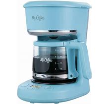 Mr. Coffee 5-Cup Digital Display Programmable Coffee Maker Mini Brew Now Or Later Auto Shut Off Arctic Blue