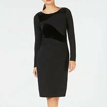 Calvin Klein Dresses | Calvin Klein Long Sleeve Velvet-Swirl Dress Size10 | Color: Black | Size: 10
