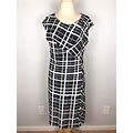 Anne Klein Black And White Easy Care Faux Wrap Knit Dress, Size M