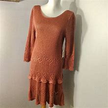 Moda International Dresses | Moda International Crocheted Open Back Dress. | Color: Brown | Size: L