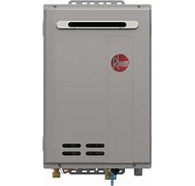 Rheem RTG-70XLN-3 7 GPM 160000 BTU 120 Volt Residential Outdoor Natural Gas Tankless Water Heater With Hot-Start Programming And Remote Stainless