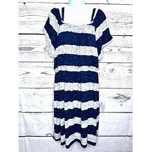 Maurices Dresses | Maurices Womens Blue Gray Short Sleeve Square Neck Blousen Dress Sz 3 3X | Color: Blue | Size: 3X