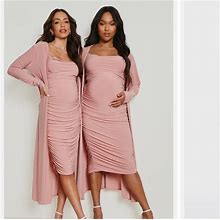 Boohoo Dresses | Maternity Dress: Pink. With Duster | Color: Pink | Size: 4